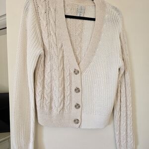 Joie Ivory Cable Knit Cardigan